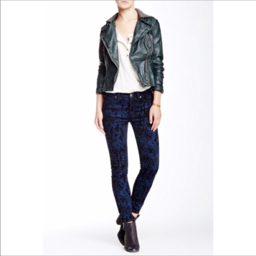 Free People Brocade Flocked Skinny Jeans